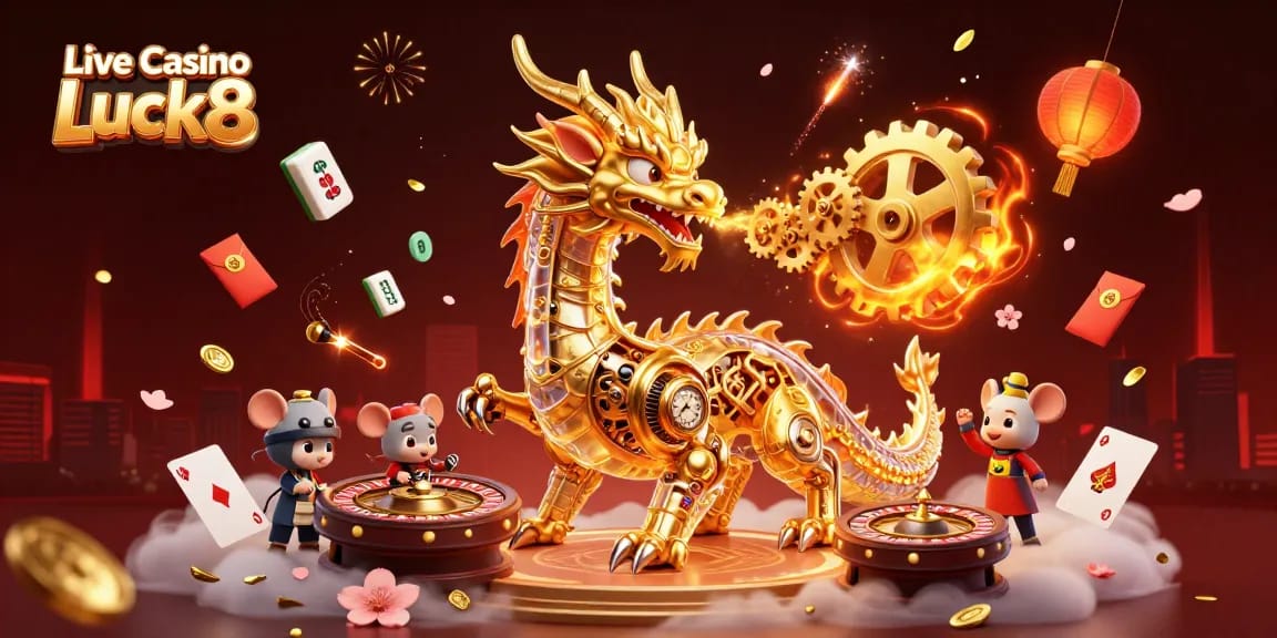 Experience thrilling gameplay at Live casino Luck8 with a 3D dragon and dynamic gaming elements.