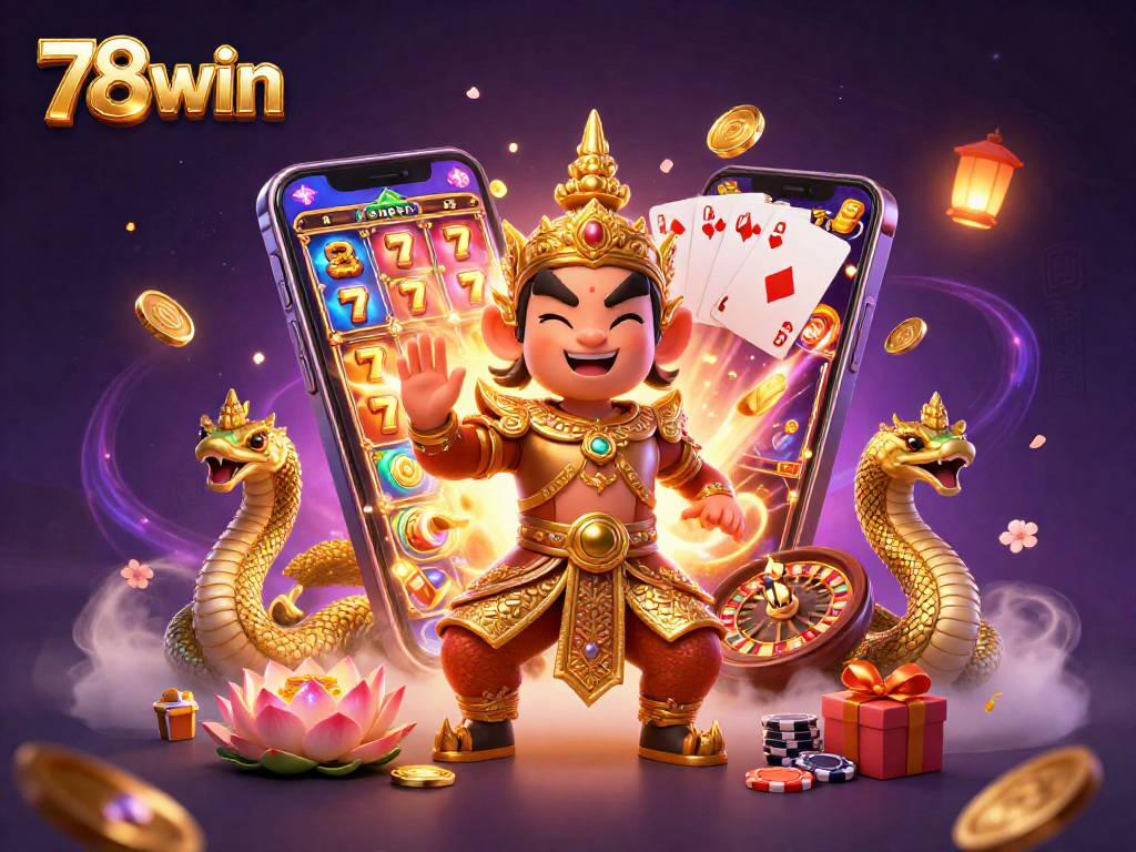 Experience winning spins on 78win with vibrant slot games featuring friendly guardian characters.