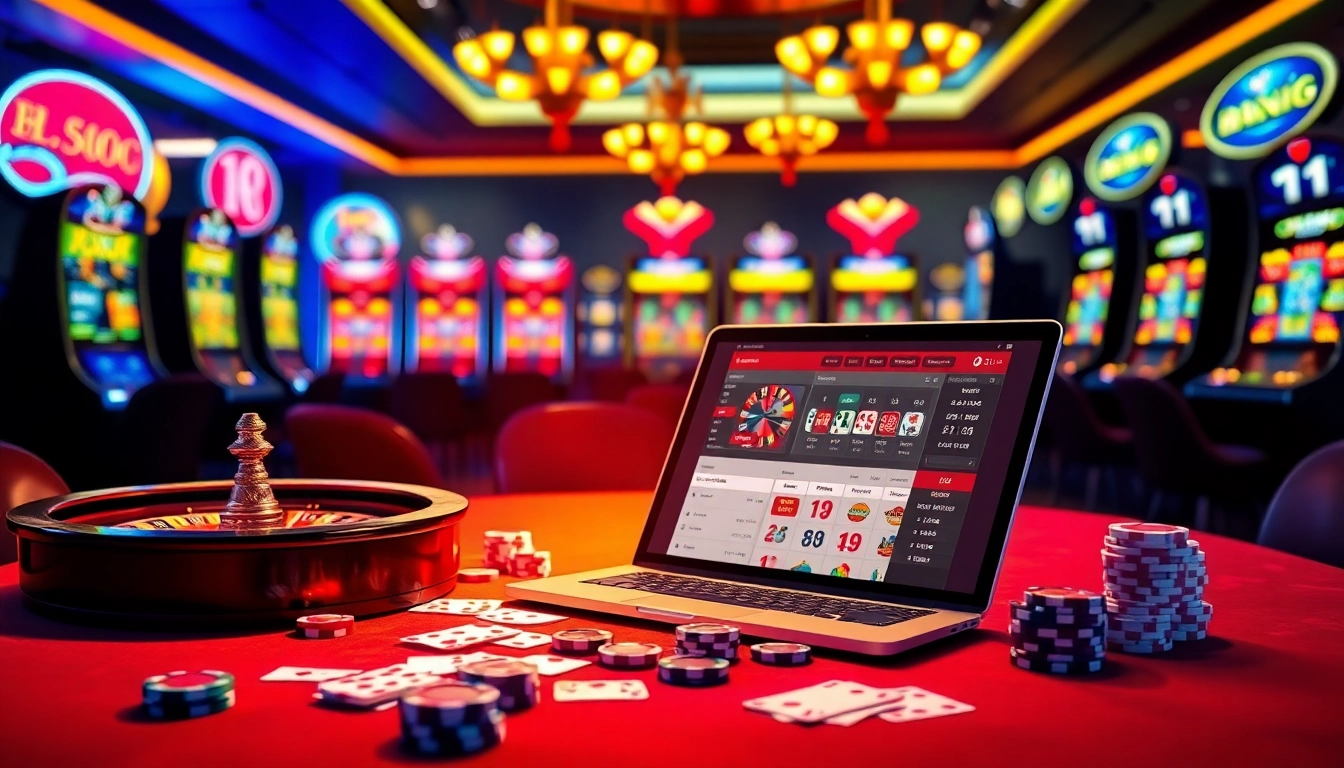 Engaging online gambling scene showcasing lô đề uy tín elements with casino tables and betting interfaces.
