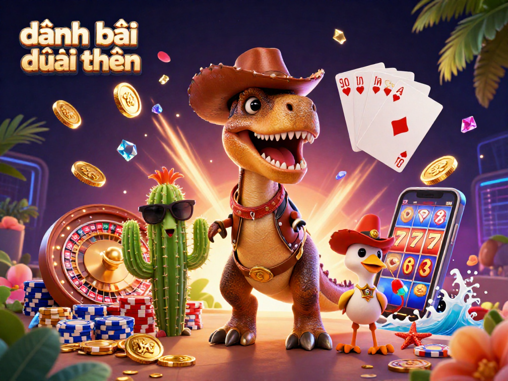 Experience đánh bài đổi thưởng with our vibrant 3D art showcasing dynamic gambling elements!
