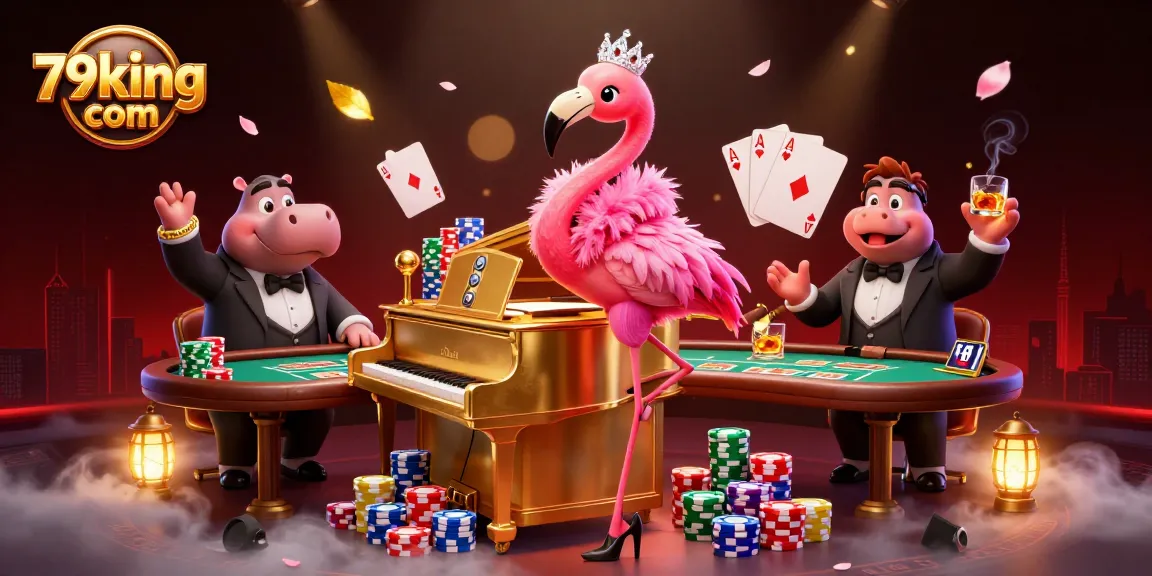 Engage with 79king com’s vibrant casino atmosphere featuring a flamingo singer and a hippo bassist.
