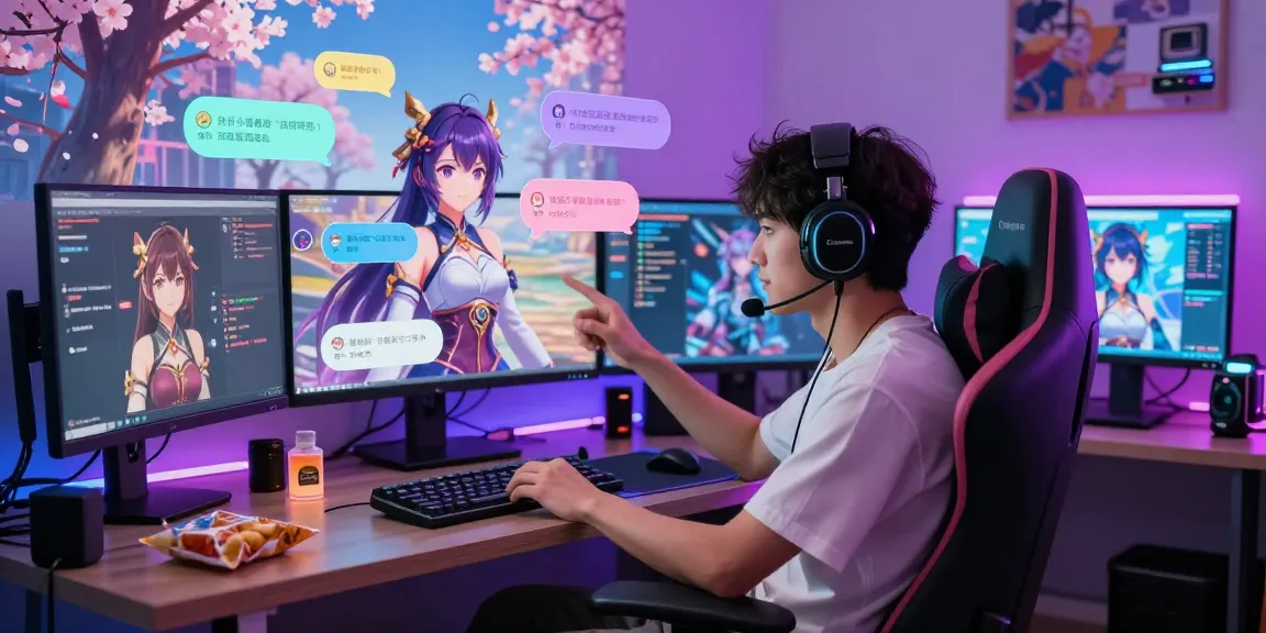 Engaging in vibrant hentai AI chat with anime character in digital setting