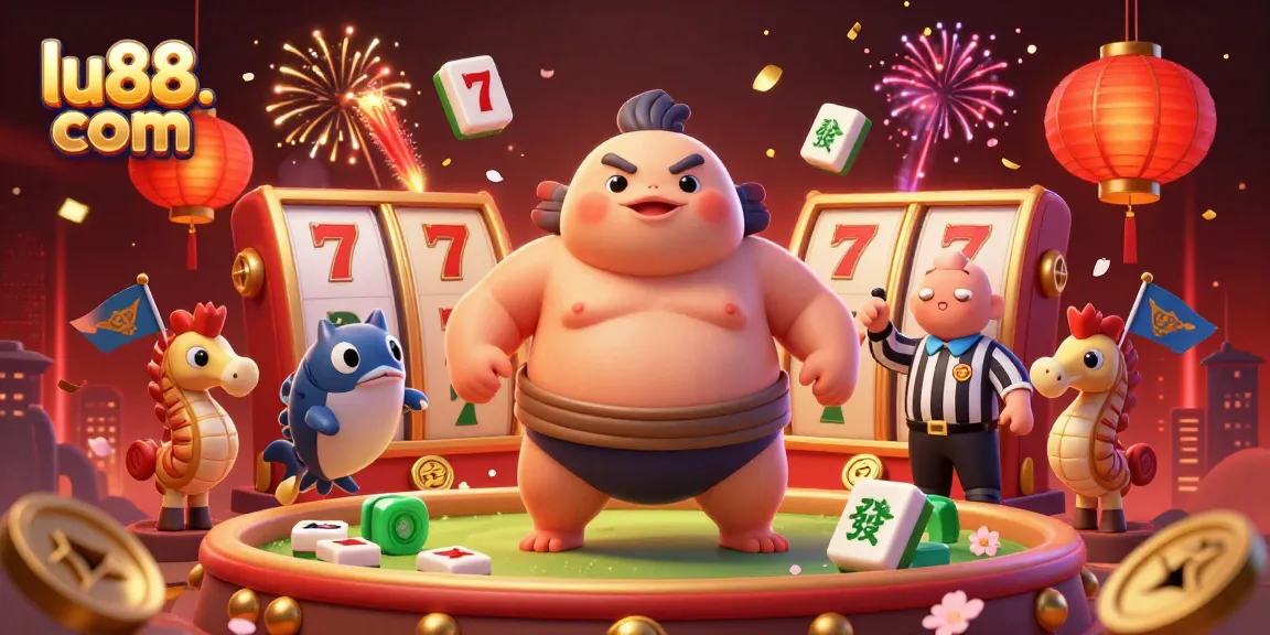 Engage with thrilling slot action at lu88. com featuring a lively underwater casino scene with festive characters.