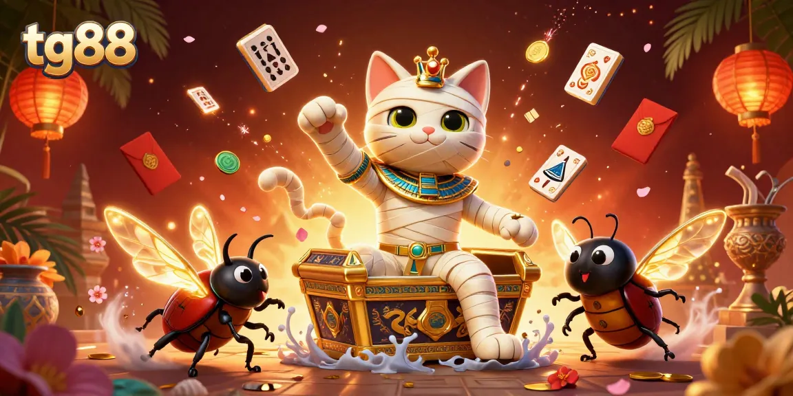 Experience thrilling action at tg88 with an Egyptian mummy cat and dynamic casino elements.