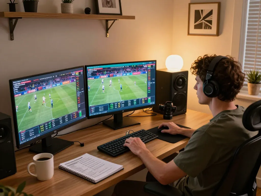 C168 sports betting scene with user focused on screens displaying live odds and matches