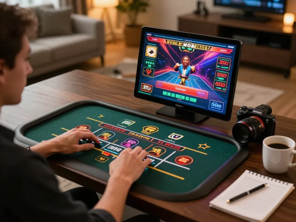 Engaging with the live dealer game on https://vin88.is/ while enjoying a cozy home gaming experience.