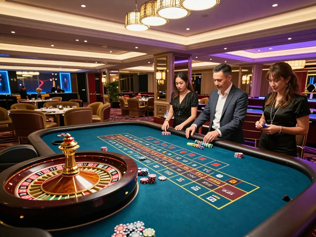 Players engaging in thrilling roulette action at cm88 casino, capturing excitement and luxury