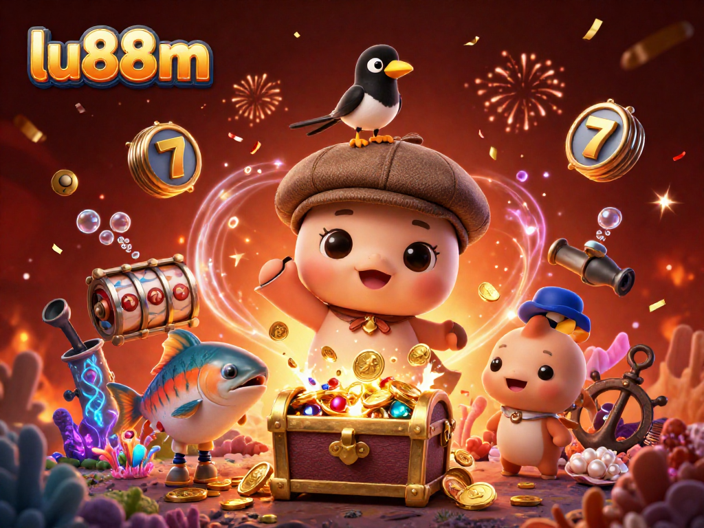 lu88m spins slot reels for treasure with cute baby Nessie, adding fun to gaming adventures