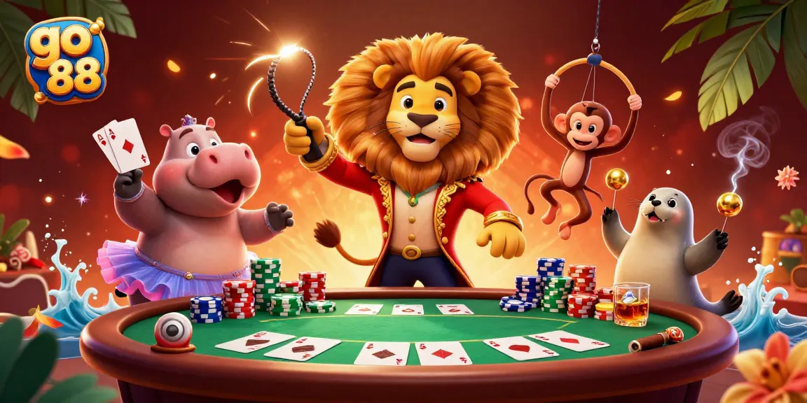 Engage with go 88's vibrant casino scene featuring a circus themed poker night.