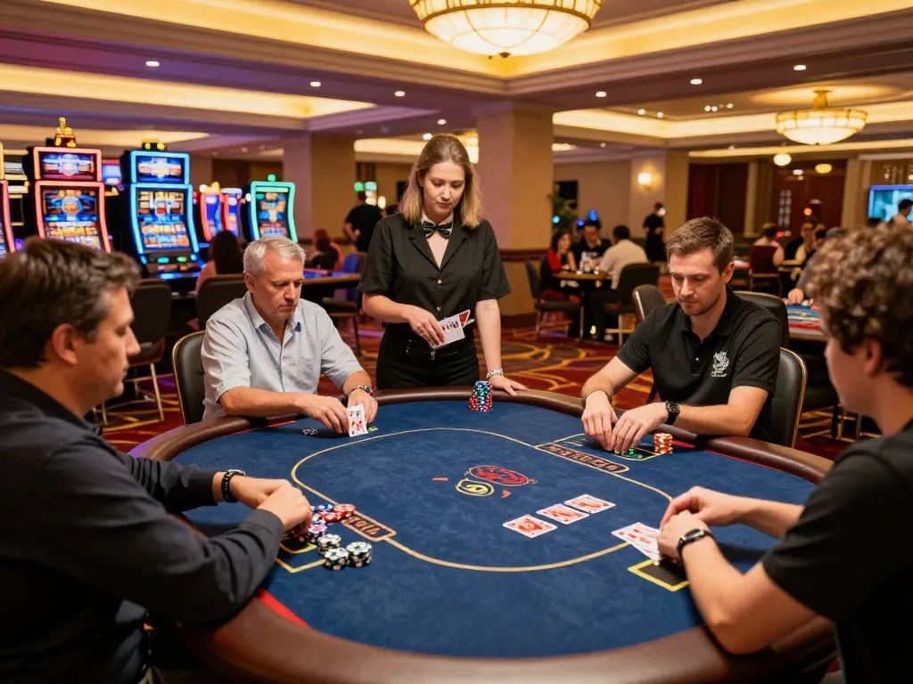 Players enjoying high-stakes poker at trang chủ hm88 with engaging gameplay and a luxurious casino atmosphere.