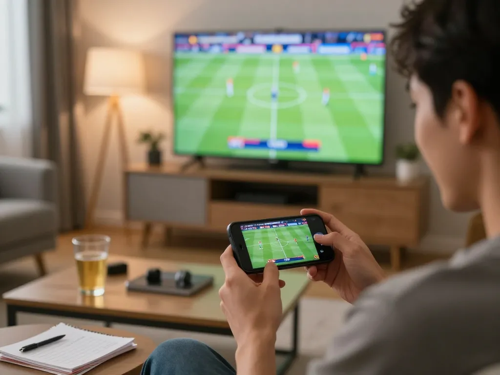 Engaging in live sports betting action on the f168 app while watching a football match.
