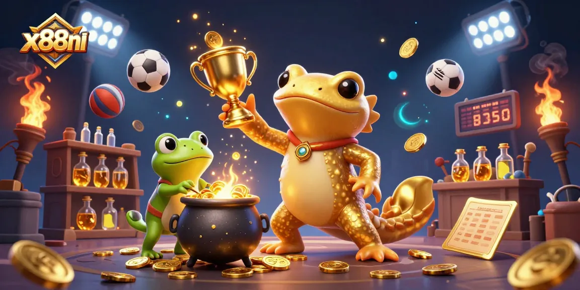 x88ni showcases an enchanting scene of an alchemist and assistants creating gold in a bustling casino atmosphere.