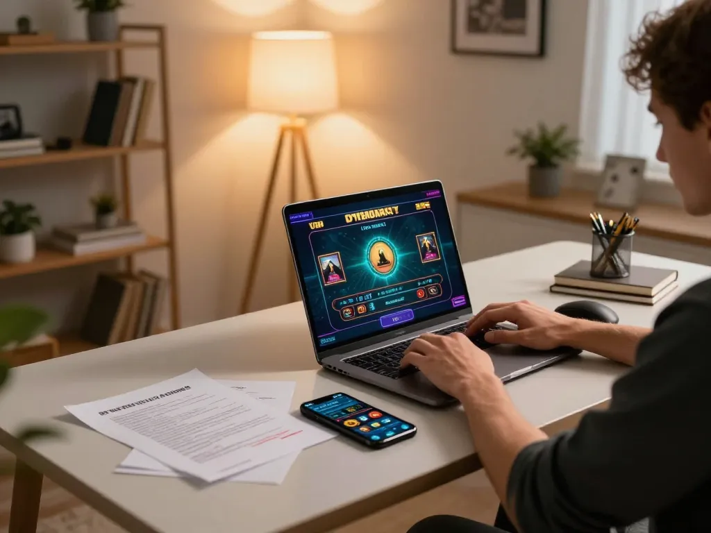 Engaging player focused on online casino action at nhà cái 8KBET, showcasing a dynamic gaming environment