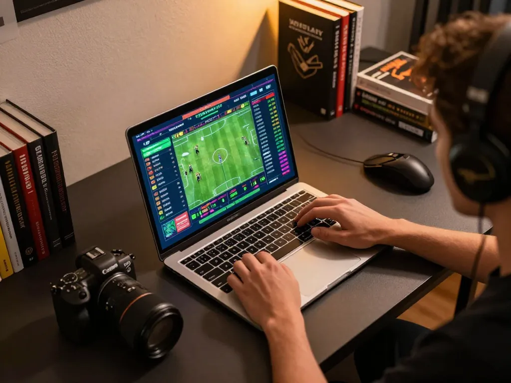o8 user engaging in sports betting on a laptop showcasing strategic game analysis