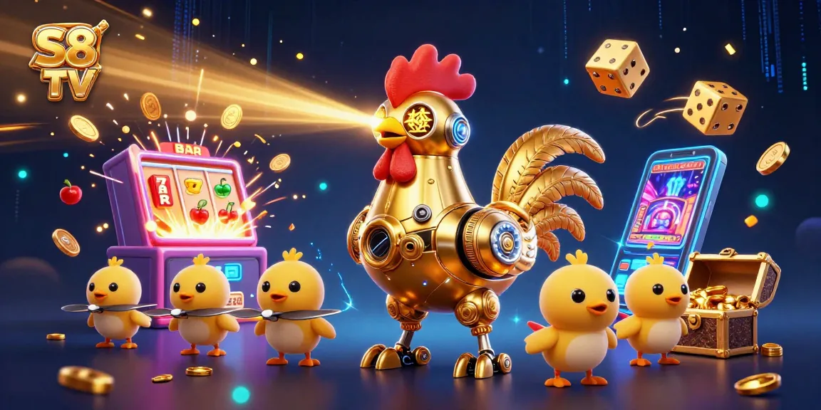 Experience thrilling gaming action with S8 TV's dynamic online casino illustration.