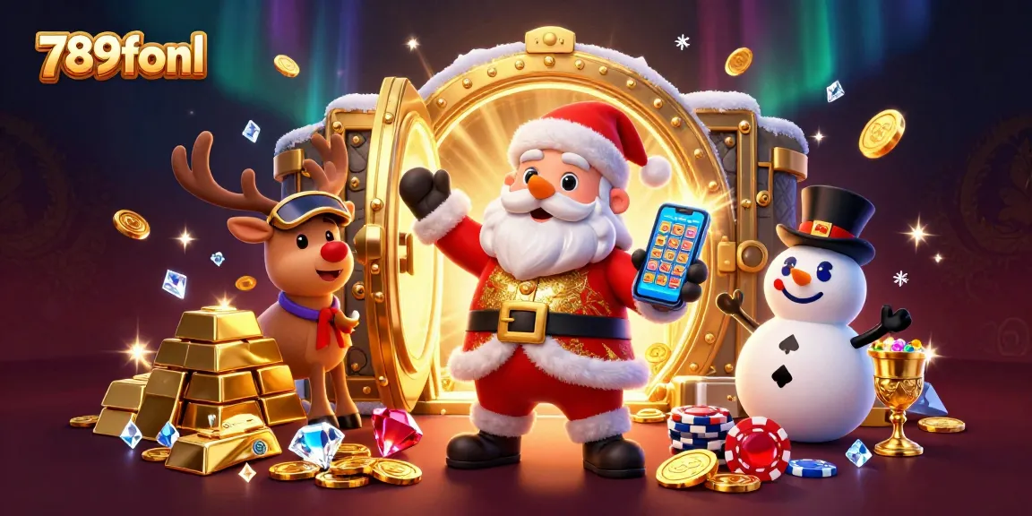 Spin the reels and win big with 789fonl's festive casino adventure featuring Santa and friends.