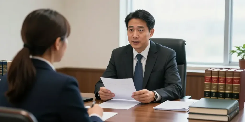DUI lawyer in Marietta GA consults with a client in a professional office.