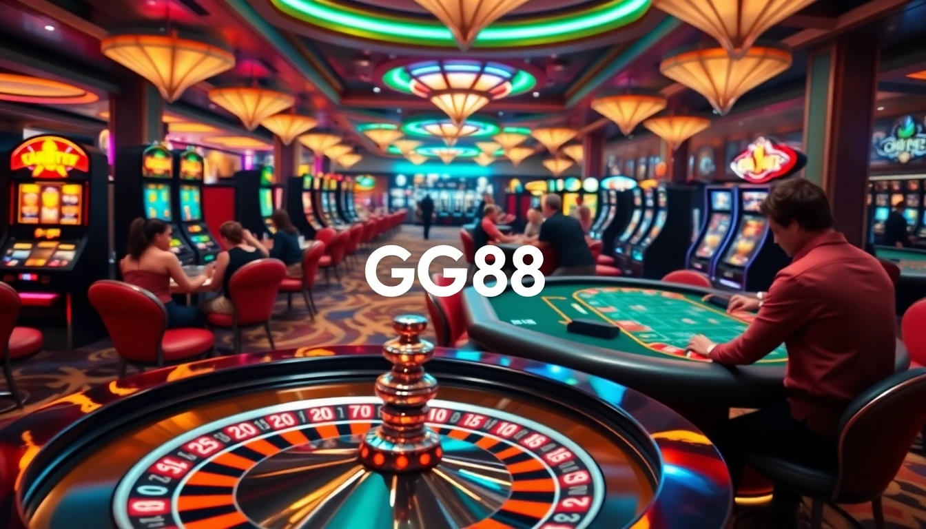 Experience thrilling gameplay at GG88 with vibrant casino scenes and exciting betting action.