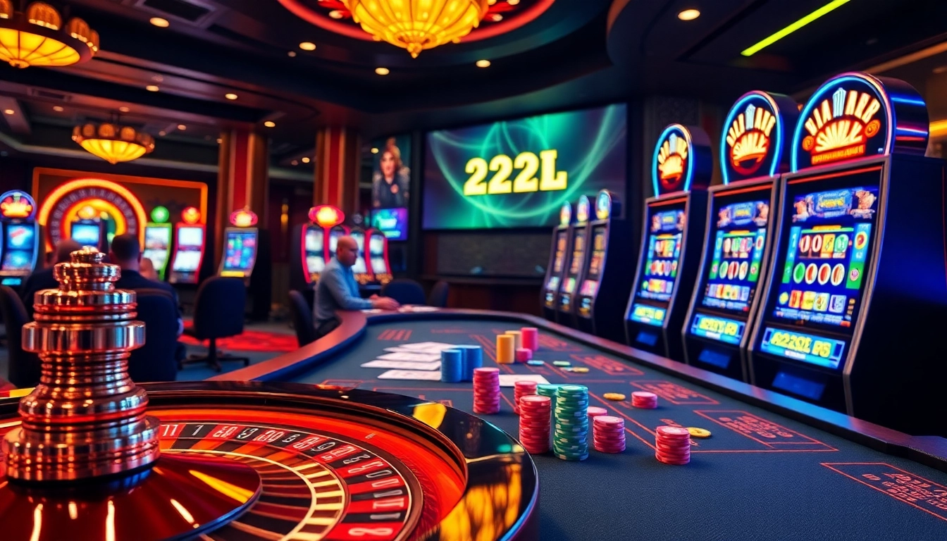Engaging casino scene showcasing dynamic gambling activities at 22JL.