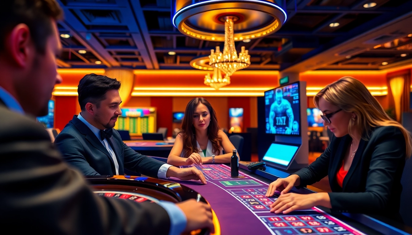 Engaged players at a live casino game on mmo.ad, showcasing a luxurious online betting experience.