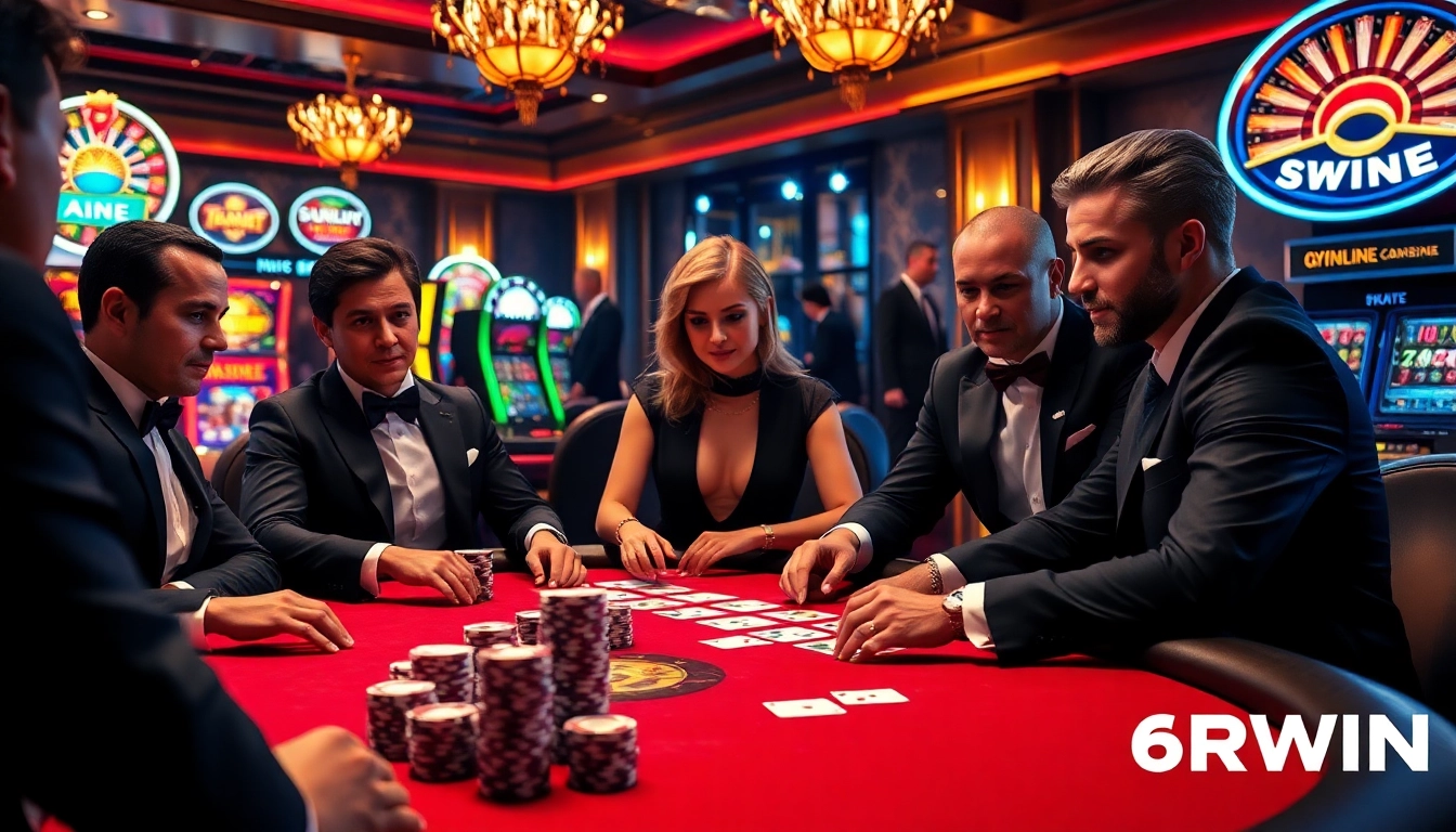Experience the thrill of 6RWIN with engaging poker gameplay at a luxurious casino.