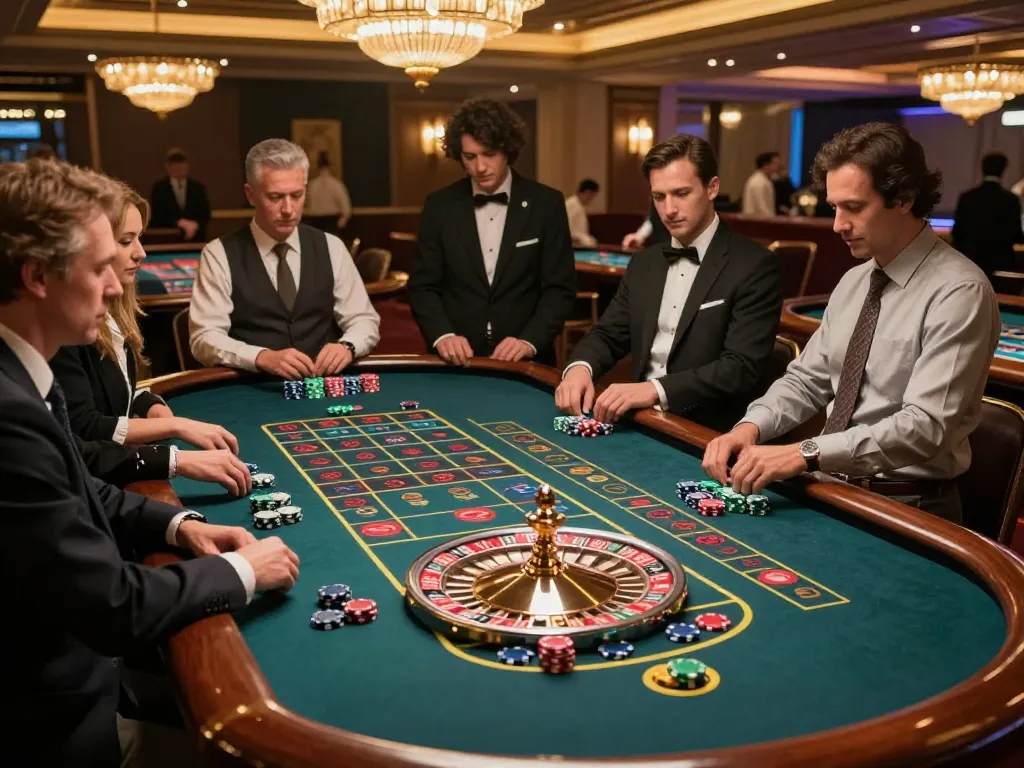 A player placing a bet at the roulette table in the vibrant 33win casino atmosphere.