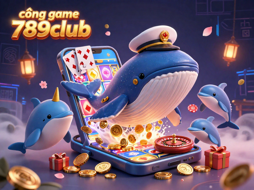 Experience thrilling games at cổng game 789club with a dynamic 3D digital illustration filled with excitement.
