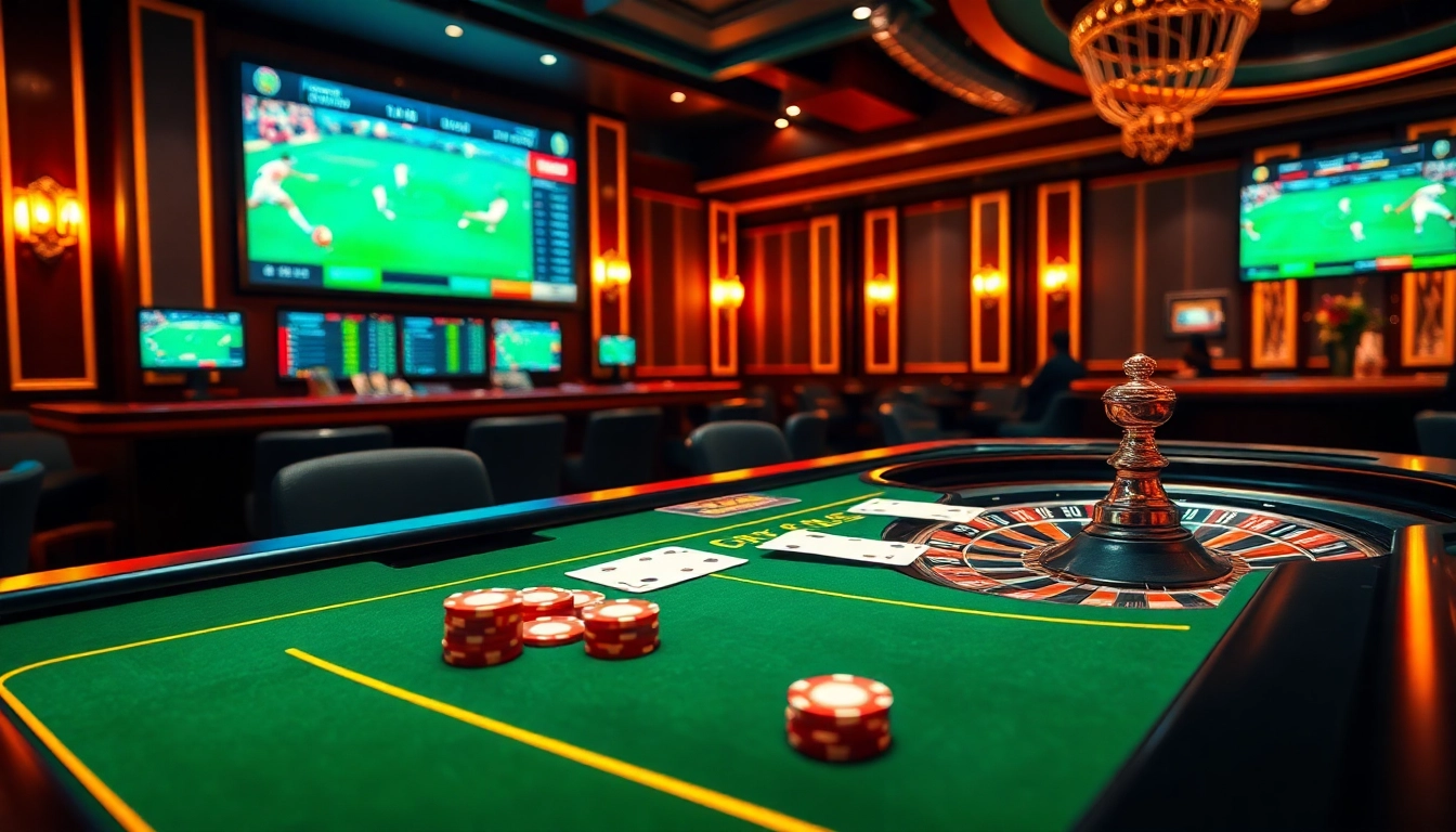 Engage with ดูบอลสด action on sleek casino tables featuring cards and chips.
