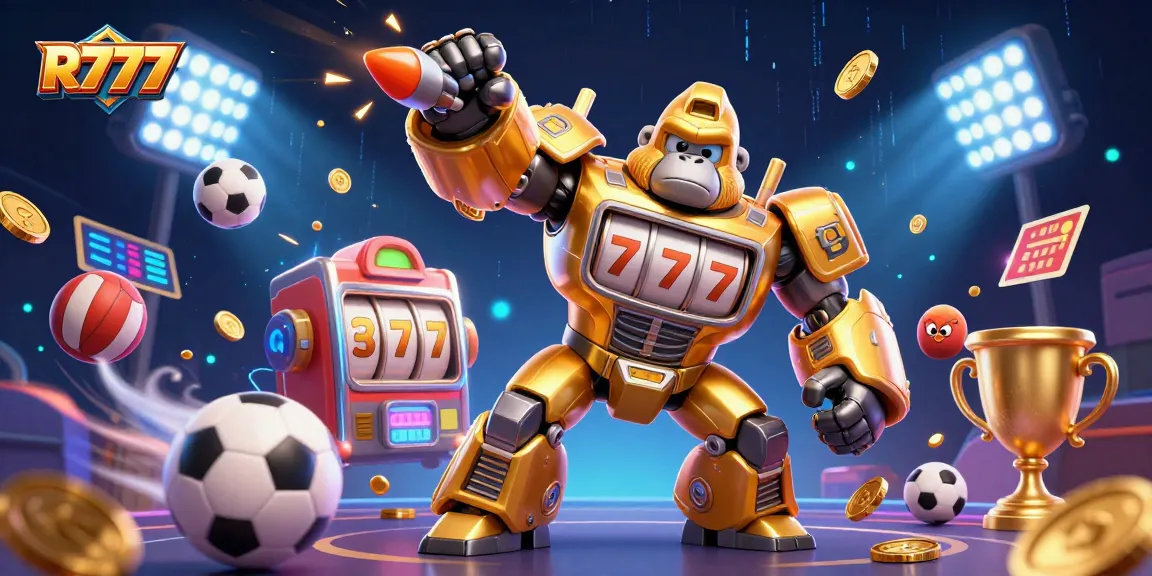Experience thrilling gaming with R777's vibrant 3D representation showcasing dynamic casino elements.