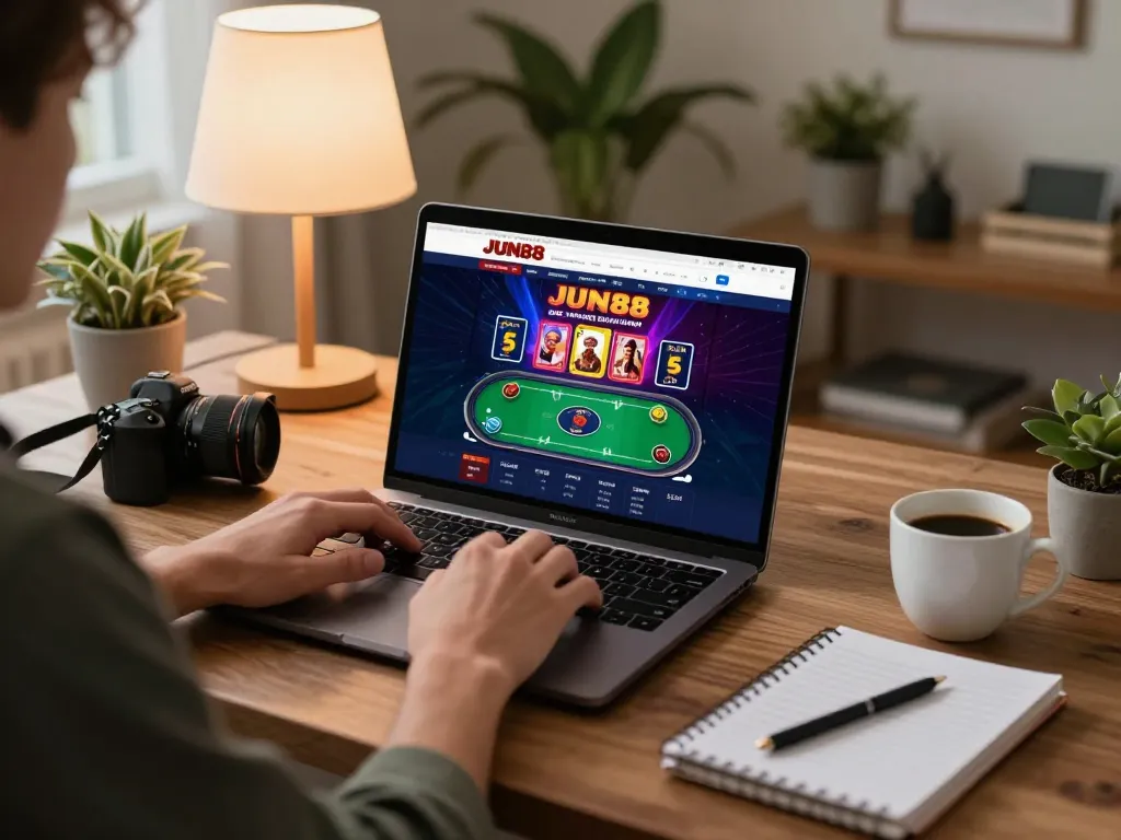 Engaging online gameplay on JUN88 platform with a player at home