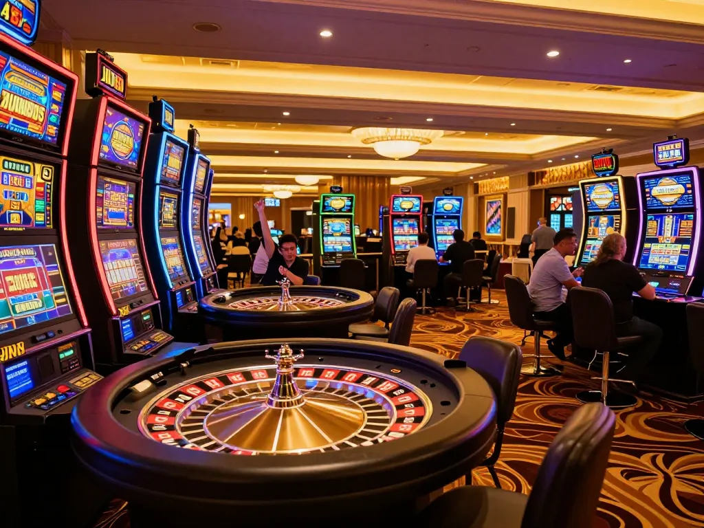 Experience thrilling gameplay at Jun88's upscale casino, vibrant atmosphere and exciting winnings
