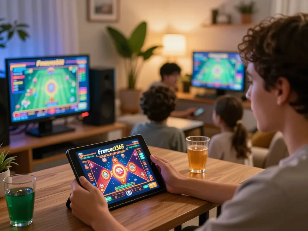 Engaging in strategic gameplay with Freecuci365 on a tablet in a cozy living room setting