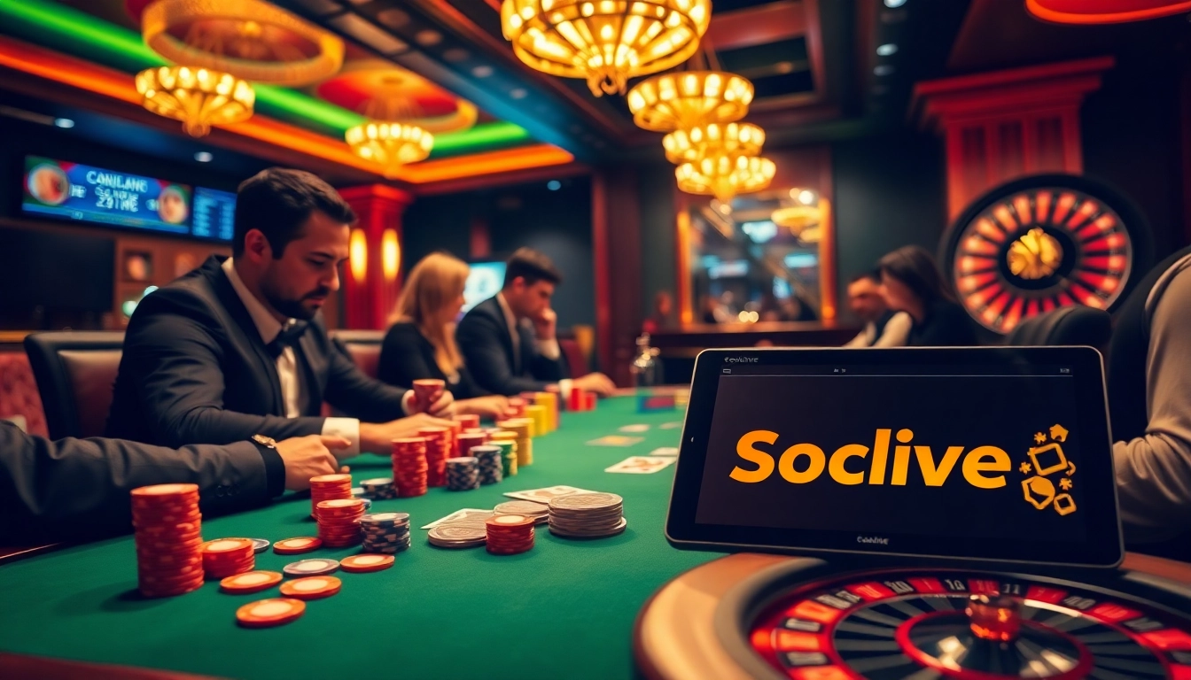 Socolive provides an exciting poker game scene showcasing high-stakes action and professional players.