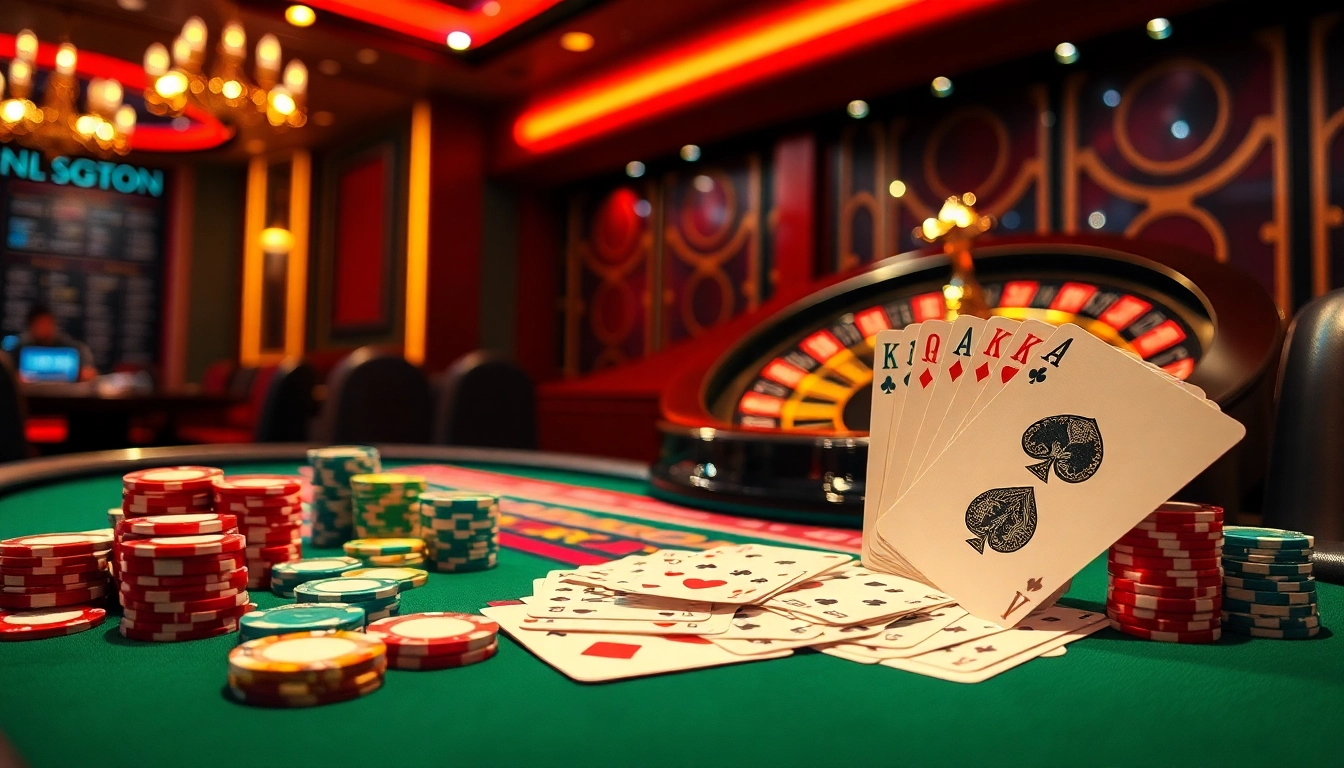 Experience excitement at 69 VN with a luxuriouscasino scene showcasing a vibrant poker game.
