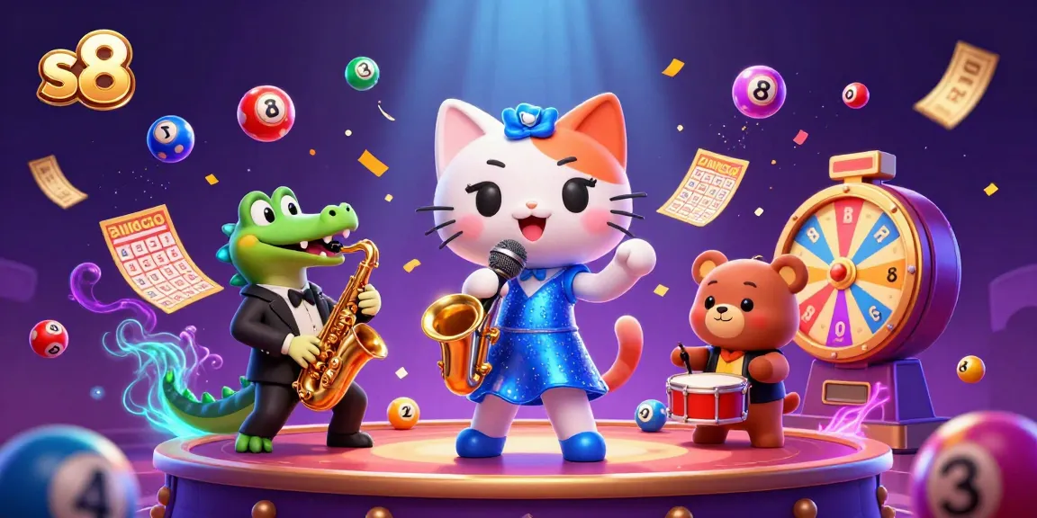 Experience exciting gaming with s8 in a vibrant cartoon casino scene filled with dynamic elements.