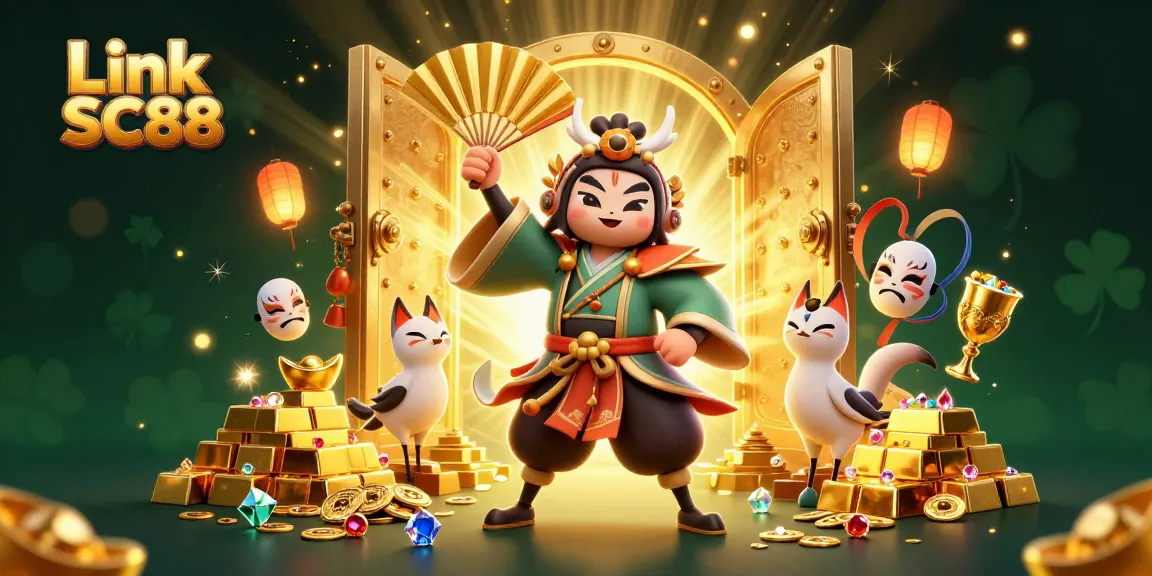 Experience the excitement of Link SC88 with a dynamic scene of kabuki warriors and treasure.
