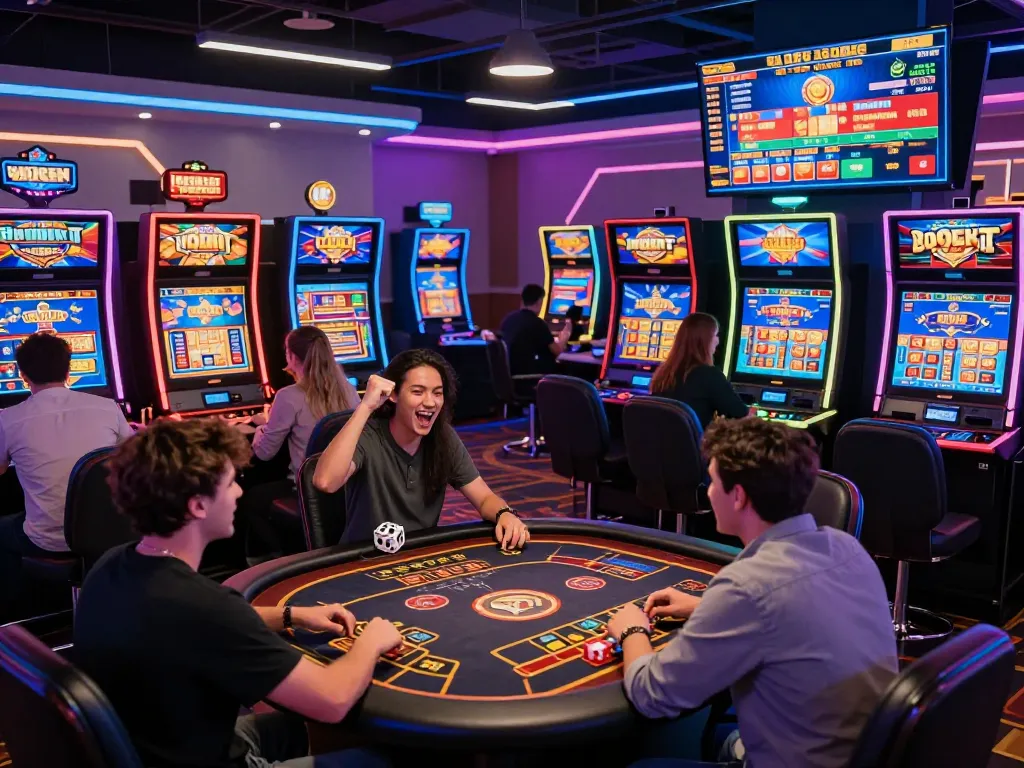Exciting online gaming scene showcasing 娛樂城 activities with players enjoying various virtual casino games in a lively atmosphere.