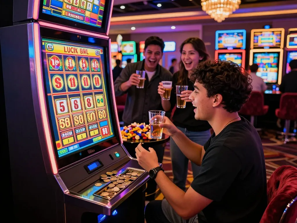 Exciting moment of winning on the Lucky 88 slot machine in a vibrant casino setting.