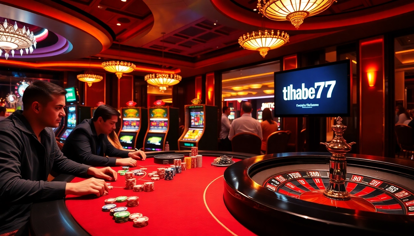 Thrilling casino action at Thabet77 featuring colorful chips and high-stakes gameplay.