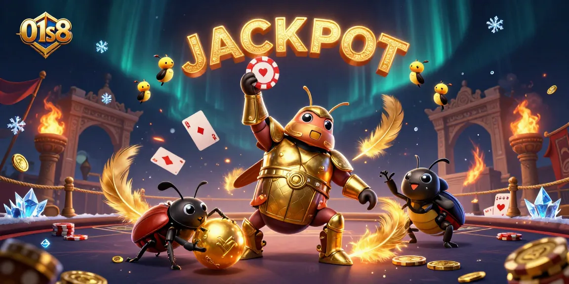 Experience the thrill of 01s8 poker with our victorious hercules beetle illustrated scene!