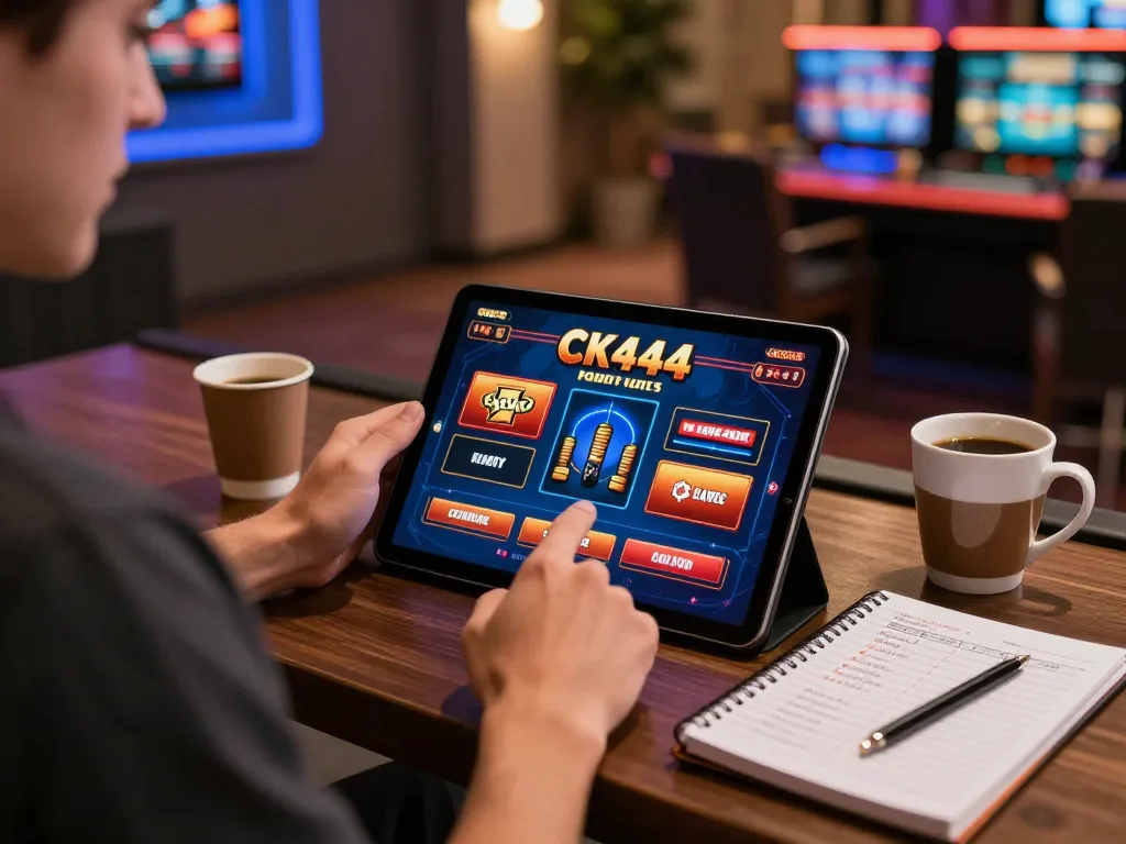 Experience the thrill of CK444 online gaming with strategic plays on a sleek tablet in a cozy environment.