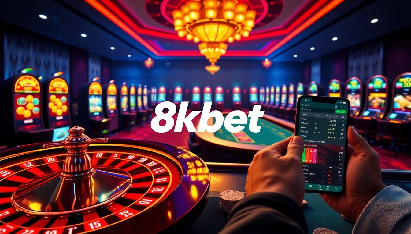 8kbet online casino table displaying dynamic roulette spin and poker chips in action
