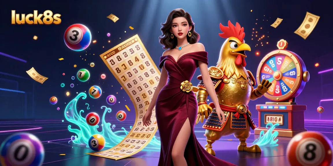 Engage in daily luck8s promotions with vibrant lottery balls, 3D characters, and thrilling game elements