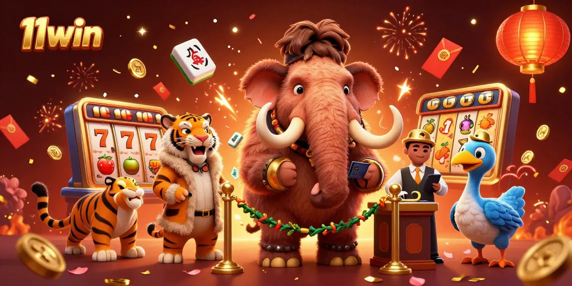 Check IDs with a fun 11win mascot scene featuring unique casino elements.