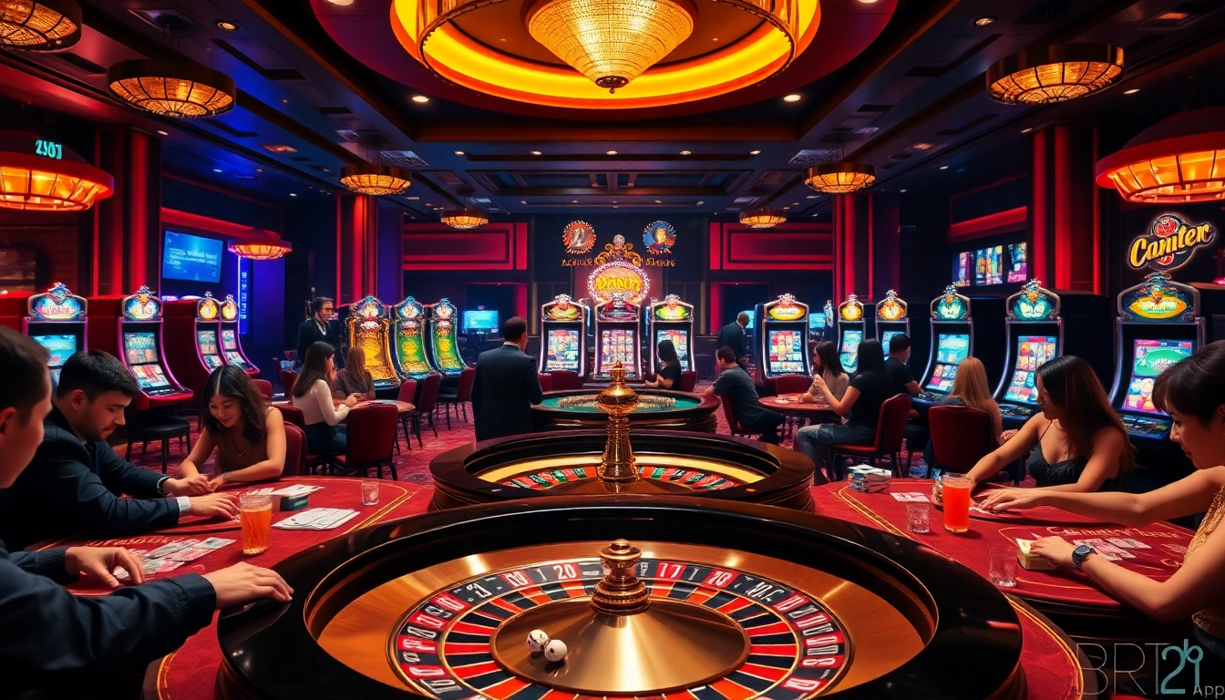 Engage in thrilling gaming action at https://www.bdtk1.app/ featuring luxurious casino tables and vibrant slot machines.