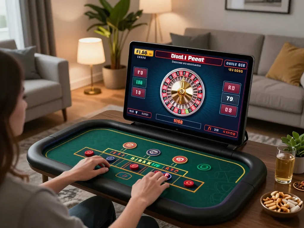 Experience F168s gaming excitement on a cozy tablet setup, enjoying live roulette action.