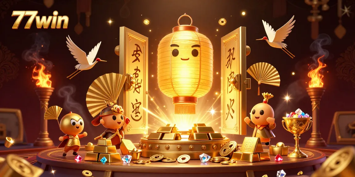 77win offers a rich gaming experience highlighted by golden treasures and vibrant casino elements.