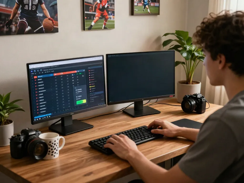 Online betting experience at https://zbet.cymru/ in a cozy home setting.