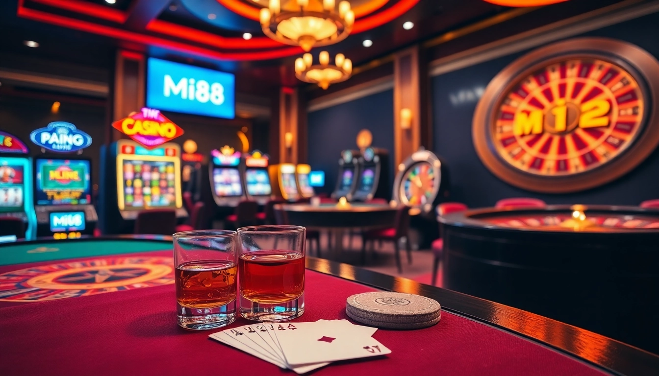 Gambling enthusiasts enjoying an immersive experience at nhà cái mi88 casino platform.