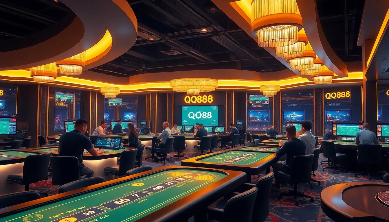 QQ88 online betting environment showcasing digital tables and live gaming excitement